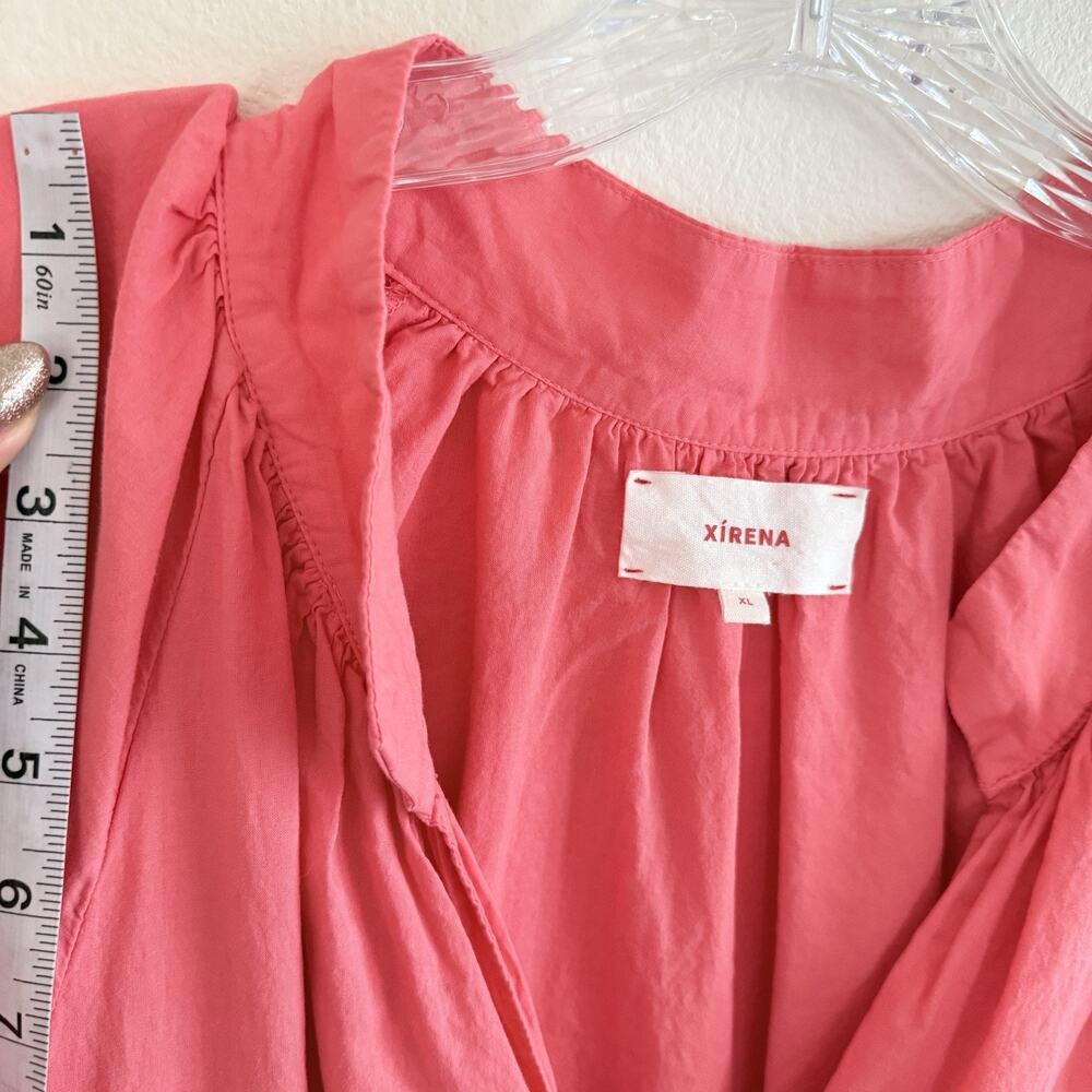 Xirena Cotton Maxi Dress XL Coral Pink Long Sleeve V-Neck Side Slits Boho READ! - Picture 14 of 16